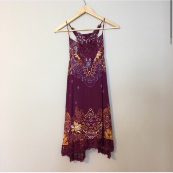 Intimately Free People Whos Sorry Now Black Floral Lace Mini Slip Dress Size S main image 1